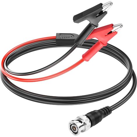 Câbles de mesure BNC vers pince crocodile 75 ohms - 18 AWG - Câble de mesure Q9 vers double pince crocodile - Pour oscilloscope, générateur de signal, vidéosurveillance (1,3 m) (1/5)