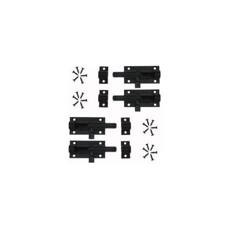 Loquet et targette de porte en alliage d'aluminium noir – Lot de 4 pièces avec 24 vis – Résistant à l'usure et à la corrosion – Installation facile (1/5)