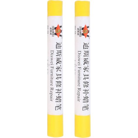 Lot de 2 crayons de peinture pour meubles et sols, pour retoucher les rayures et réparer les matériaux composites pour bois. Couleur : jaune. (1/5)
