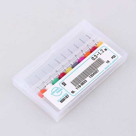 Ensemble de 10 micro-forets hélicoïdaux en carbure de tungstène pour la gravure de circuits imprimés (PCB).