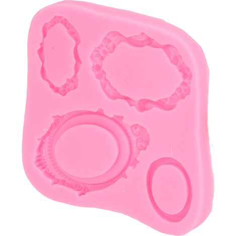 Moule en silicone pour cadres photo roses, bagues en argent, bracelets, colliers, gâteaux, fondant et décorations chocolat (1/5)