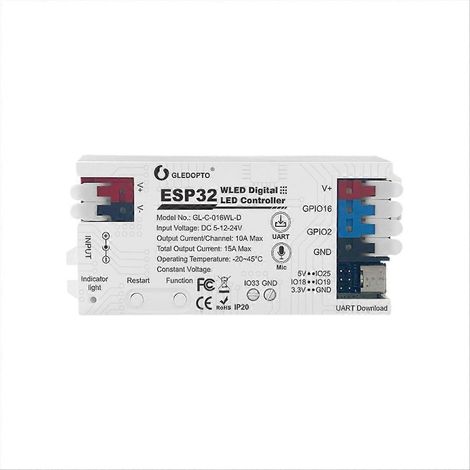 ESP32 WLED LED-Controller mit Mikrofon, Musiksynchronisation, kompatibel mit WS2811/WS2812/WS2813/WS2815 weißen LED-Streifen (1/5)