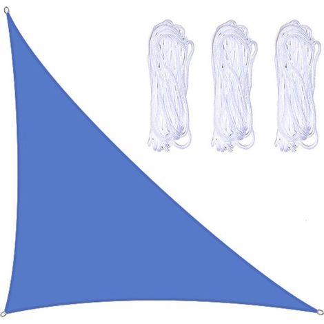 Telo parasole triangolare 5x5x7,1 m, ad angolo retto, impermeabile, con protezione UV, ideale per piscina, giardino e patio. Corde incluse.