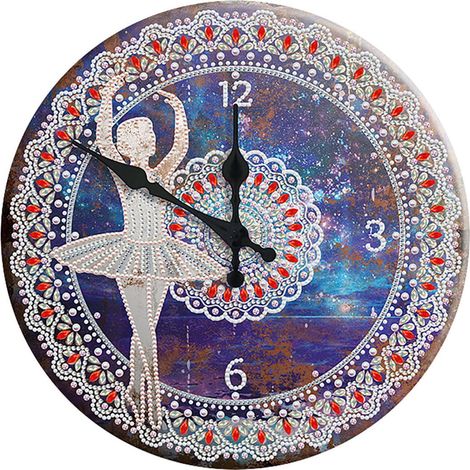 Tableau Mural Ronde - Horloge Intégrée - Décoration Métallique en Tôle de Fer - Pour Salon Chambre - DIY Peinture à Strass - 30 x 30 cm (1/5)