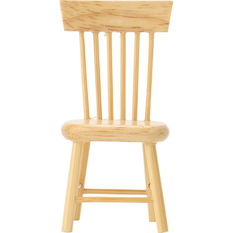 Chaise de salle à manger miniature en bois, accessoire pour maison de poupée à l'échelle 1:12 (couleur bois) (1/5)