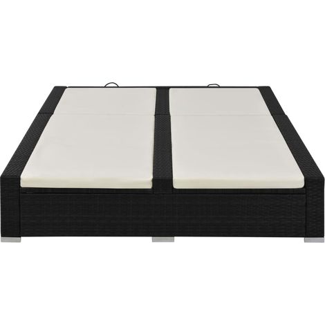 vidaXL Lettino Prendisole Doppio in Polyrattan Nero
