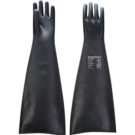 Schwerer Latex-Gummihandschuh 60 cm Schwarz L - Größe 9