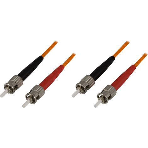 Jarretière fibre optique OM1, ST-ST, duplex, UPC, 62,5/125, 1 m, orange, pour liaison et raccordement de réseau fibre optique (1/3)