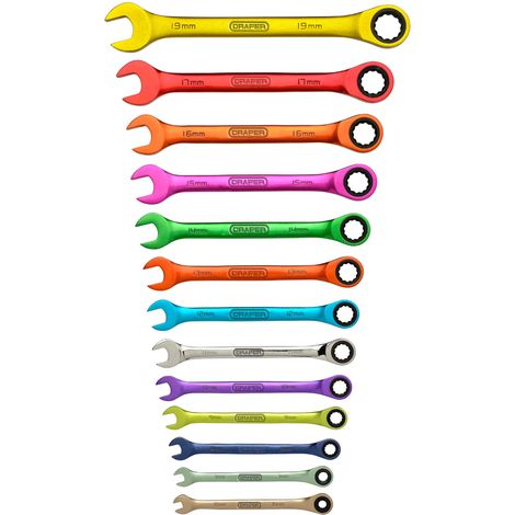 Draper 07142 Draper HI-TORQ Metric Ratchet Combination Spanner Set (13 Piece)