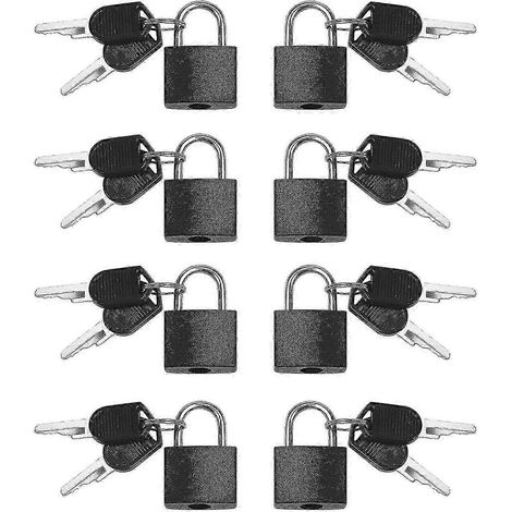 Lot de huit petits cadenas avec clé, mini et colorés, pour bagages, casiers de gym et autres activités de plein air. (1/5)