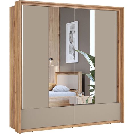 Armario Vosalo 105 , 219x209x63cm, Puertas de armario: Correderas, Número de estantes: 4 (1/5)