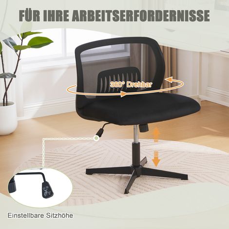 Armlose Bürostühle, Lesesessel mit breiten Polstern, Wohnstühle zum Sitzen mit gekreuzten Beinen, Wippfunktion, höhenverstellbar, 360° drehbar