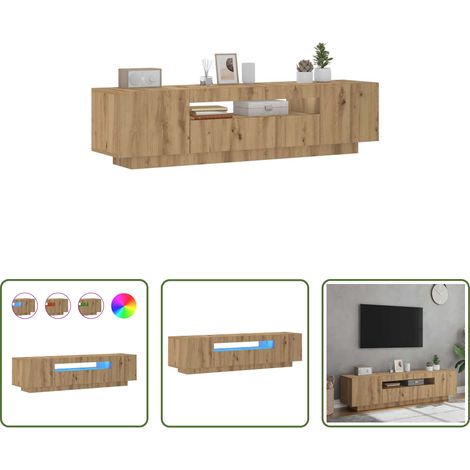 LED-Leuchten - TV-Schrank mit LED-Leuchten Artisan-Eiche 160x35x40 cm (1/5)