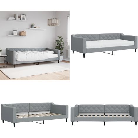 Lit de jour avec matelas gris clair 90x200 cm tissu - Canapé Lit - Lit Deux Places - Lit Invité - Mobilier Salle Séjour - Meuble Chambre - Home & Living (1/5)