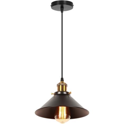 1 Pack Suspension Luminaire Métal E27 Design Rétro Noir Câble Réglable Salon Cuisine (1/5)