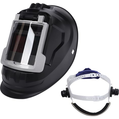 Schweißhelm mit großem 100 x 59,5 mm Farbsichtfenster, elektrischer Haube und hochklappbarem Gesichtsschutz