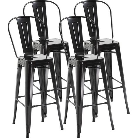 Lot de 4 tabourets métal FUSAIN noir (1/5)