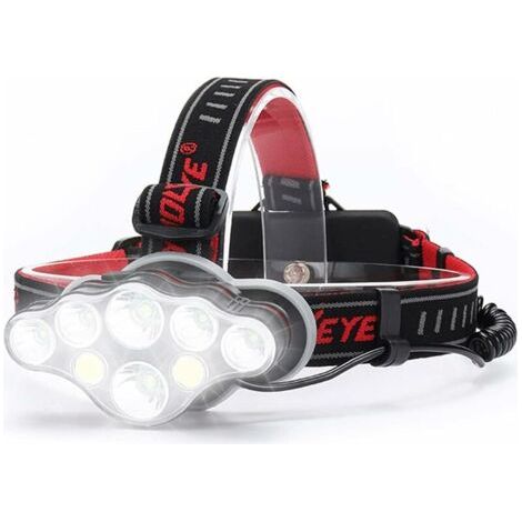 Lampe frontale Rechargeable Puissante, 18000 Lumen 8 Modes Lampe Frontale LED Lampe Frontale Puissante Lampe de Mains-libres pour le Camping, Lampe Frontale Running IPX5 Enfant Lecture
