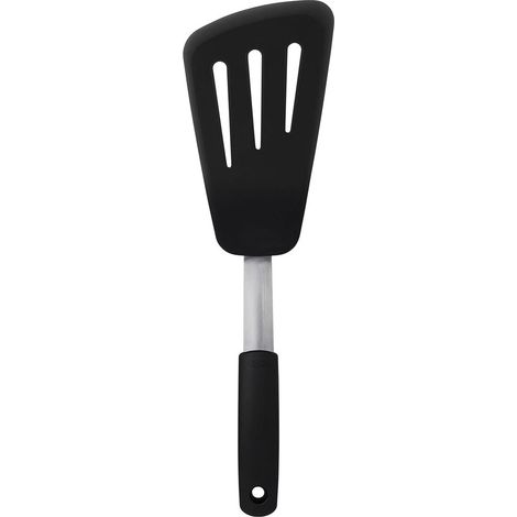 Espátula flexible de silicona para tortillas，Espátula larga de silicona para cocina，Silicona，acero inoxidable，color negro，30 cm