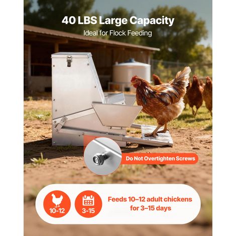 Mangeoire Automatique à Pédale pour Poules 18 14 kg Distributeur (1/5)