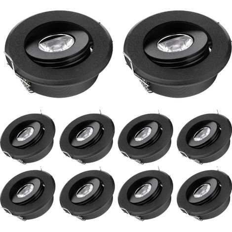 Downlight LED, Dimmable, Énergétiquement Efficace, Noir 10PCS, 3W Lumière Chaude 3000K (1/2)