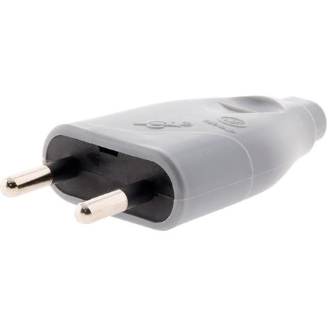 Zenitech – Fiche mâle 2P 6A avec sortie droite – Compatible H03VVH2-F 2x0,75 mm² – Puissance 3680 W sous 230 V – Certification NF