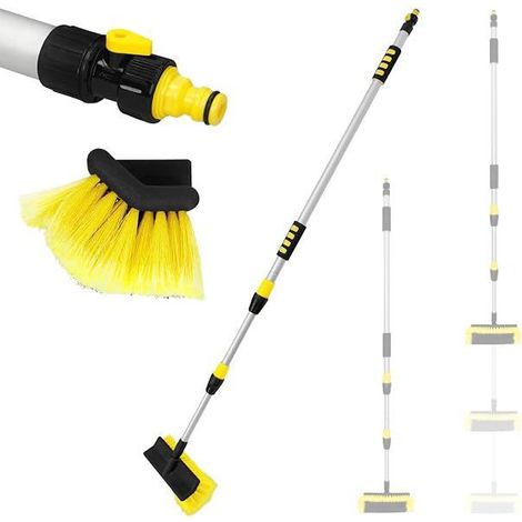 Brosse lavage auto manche télescopique 130–300 cm, poils doux aluminium, pour voiture camion bateau camping‑car fourgonnette (1/5)