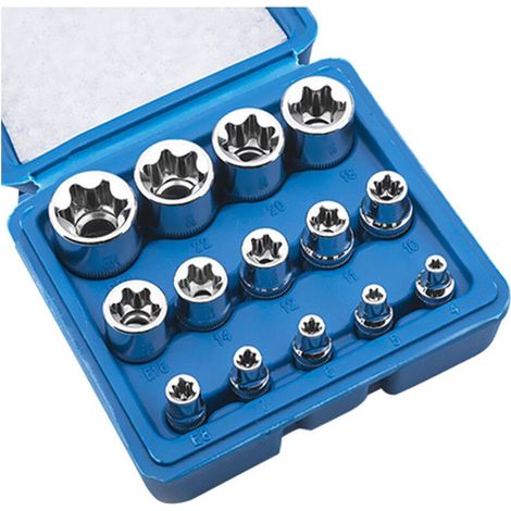 14 pièces Jeu de douilles Torx femelle E Star E4-E24 E-Torx écrou à douille hexagonale externe (1/5)
