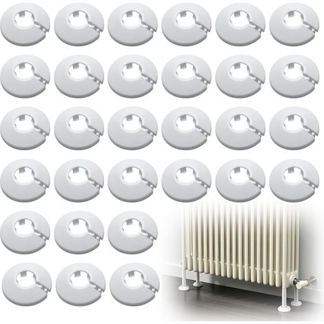 30 Pièces Colliers de Tuyau de Radiateu, Couvercle Solide Pipe Plastique Décoration Blanc Cache Tuyaux Plomberie Rosace de Radiateur pour Tuyau de Chauffage D'eau 20mm (1/5)