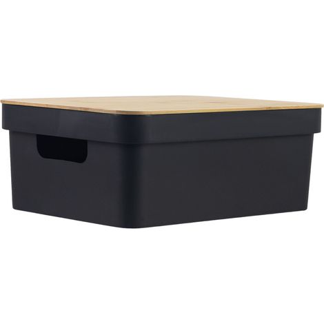 Cesto portaoggetti rettangolare alto con coperchio Zest 7house, nero