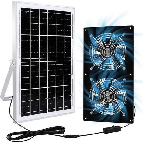 Solaire évacuation ventilateurs et alimenté ventilateur 15 W panel lot de 2 vitesses sans balais DC ventilation pour (1/5)