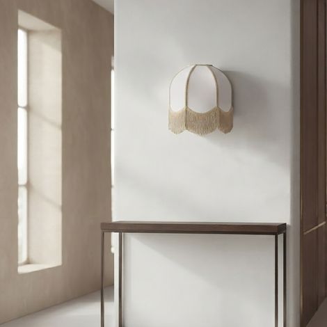 Aplique de Pared Blanco con Flecos Beige  Serie IRIS II (1/5)