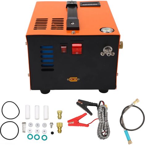 Compresseur d'air portable 12V pour voiture, pistolet gonfleur haute pression avec convertisseur de puissance intégré, pompe à air DC pour pneus, recharge rapide et pratique. (1/5)