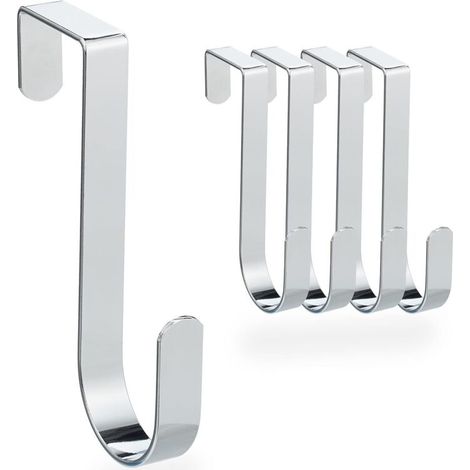 Patère, lot de 5, crochet de porte, salle de bain, couloir, argent (1/5)