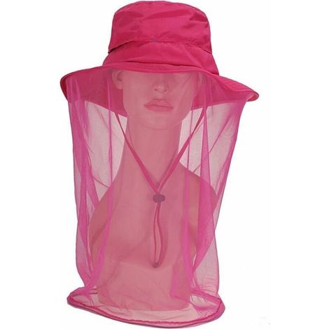 Ahlsen Chapeau De Visage D'Apiculture avec Maille Voile d'abeille Extérieur Pêche À Séchage Hommes Et Femmes Anti-UV L(58-60cm) 60cm Rose
