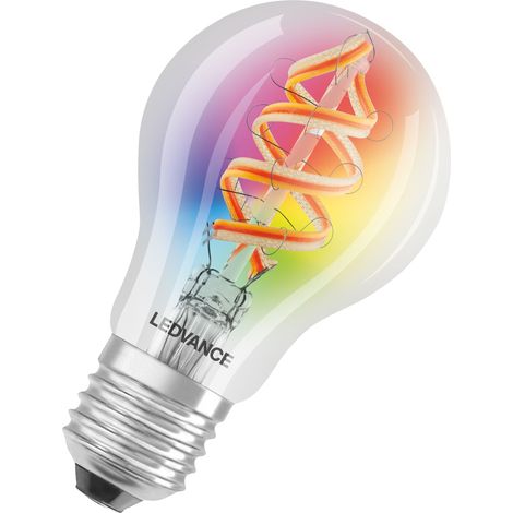 LEDVANCE Lampe LED intelligente avec technologie Wifi, culot E27, gradable, couleurs RVB et changement de couleur de la lumière, forme classique A, claire, contrôlable avec Alexa, Google et App, 1-pac (1/5)