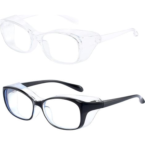 Lunettes de sécurité avec verres antibuée, lunettes de protection contre la lumière bleue, lunettes de protection contre les rayures et le pollen avec protections latérales (1/5)