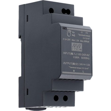24 VDC  1,5 A  36 Watt  Mean Well HDR-30-24 alimentatore guida DIN Rail (1/4)