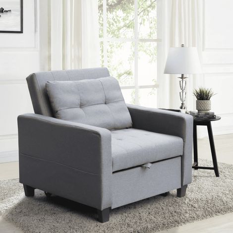 Sofa Bed Double 2 Seater Settee Folding Sleeper Couch Click Clack Dark Grey (1/5)