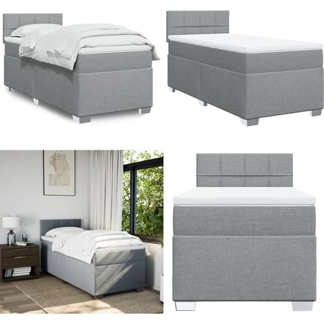 Boxspringbett mit Matratze Hellgrau 90x190 cm Stoff - Boxspringbett - Doppelbett - Bettsystem - Schlafsofa - Lattenrost - Home & Living (1/5)