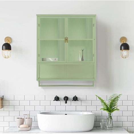 meuble rangement mural 60 cm verre vert minimaliste OKMYHOME (1/5)
