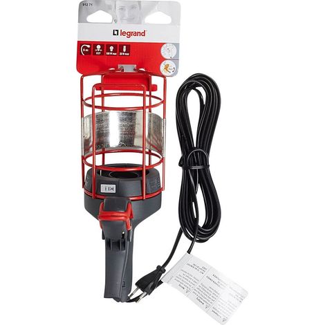 Lampe baladeuse - panier métal - E27 - 100W - cordon 5m + pince + interrupteur
