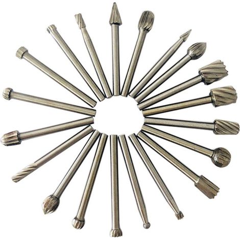 SABIR 20 Stück HSS-Frässtifte, Diamantfräser, Holzfräser mit 3-mm-Schaft für Dremel, Dremel-Zubehör, Drehwerkzeug für Heimwerker, Holzbearbeitung, Gravur (1/5)