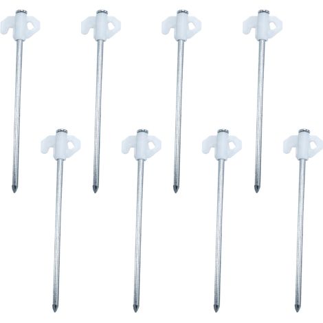 4 Piquets, Acier galvanisé, Embout fluorescent, Pour tente camping, Auvent, Jardin (1/5)