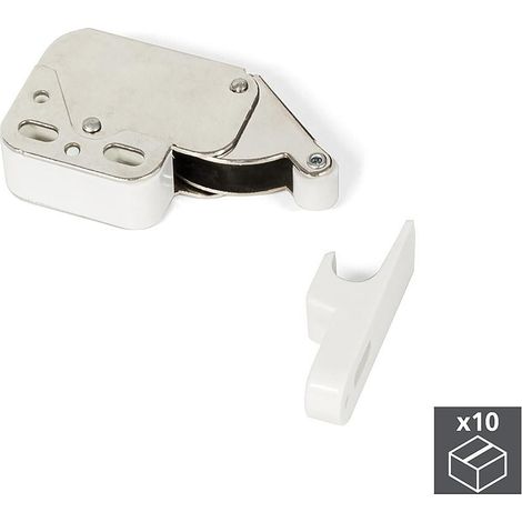 Emuca - 10 Fermeture pour meubles, Acier et plastique, Blanc (1/5)