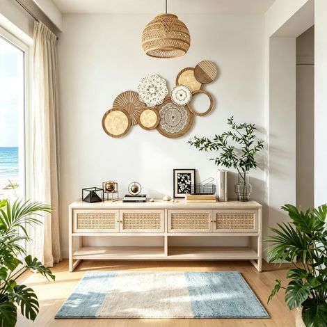 Décoration murale en bois, sculpture murale moderne en bois composée de plusieurs panneaux de verre, design unique pour le salon (décoration murale uniquement) (1/5)