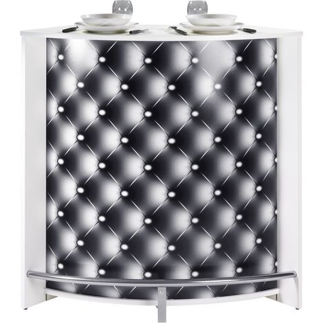 Meuble Bar Comptoir Cuisine Blanc 107 cm - Coloris: Capitons 911 (1/2)