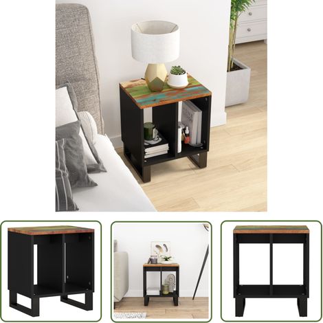 The Living Store Beistelltisch 40x31x46 cm Altholz Massiv & Holzwerkstoff - Nachtttisch - Beistelltisch - Wohnzimmertisch - Holzmöbel - Vintage Stil (1/5)