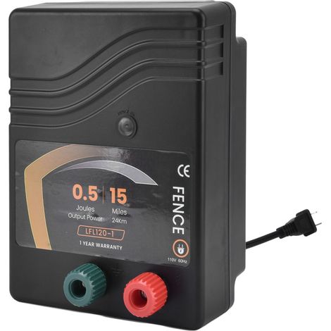 Chargeur de clôture électrique 15 miles 0,5J portable pour zone agricole, 110V US (1/5)
