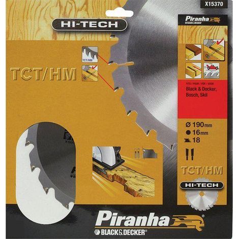 Lama x15370-xj piranha diametro mm 190 18 denti foro 16 mm tct/hc black decker